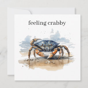 crab on the beach, feeling crabby customisable  invitation