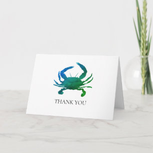 Crab Painting Coastal Summer Thank You Card