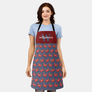 Crab Pattern Navy Personalised Apron