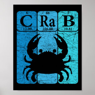 Crab Periodic Table Elements Seafood Crabbing Retr Poster