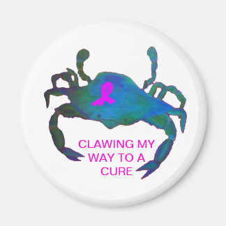 Crab Pink Ribbon Magnet Breast Cancer Awareness