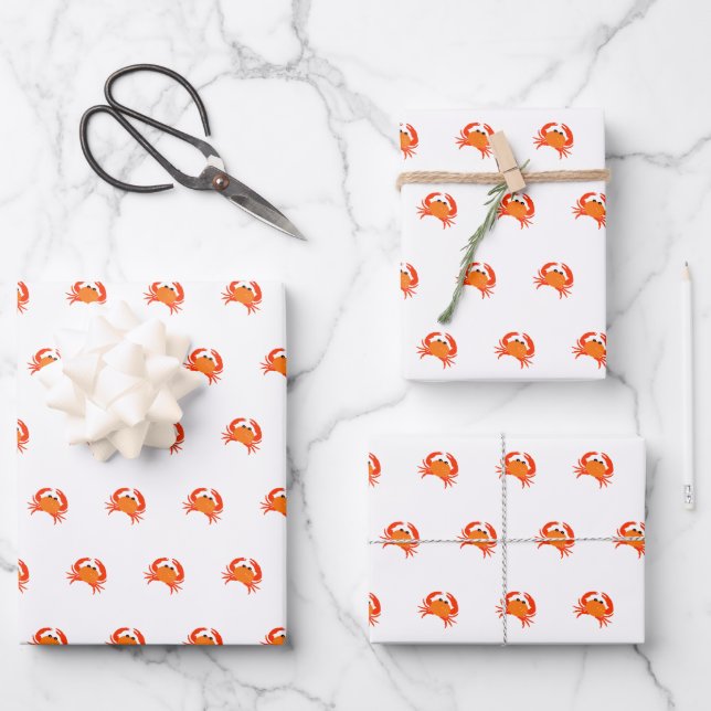 Crab red hot orange simple clean fresh wrapping paper sheet (Front)