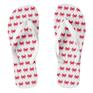Crab red white sea animals pattern jandals