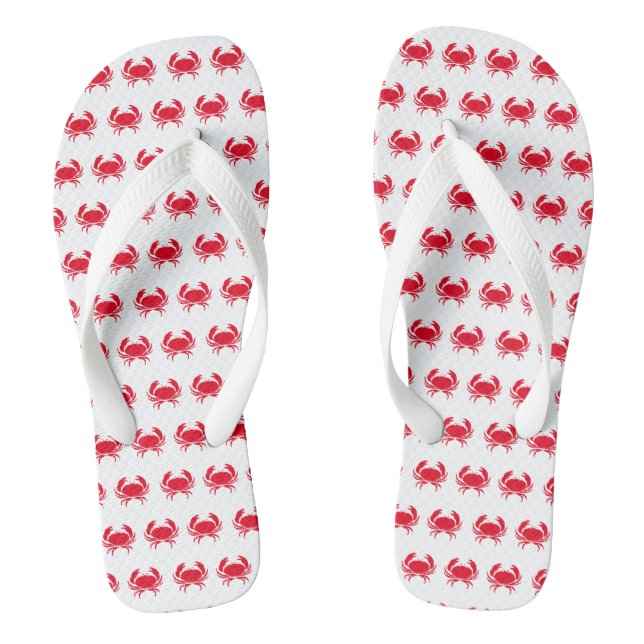 Crab red white sea animals pattern jandals (Footbed)