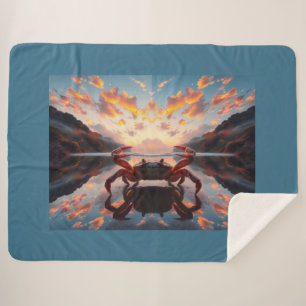 crab reflection art sherpa blanket