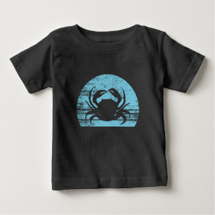 Crab Retro Vintage 60s 70s Sunset Blue Baby T-Shirt
