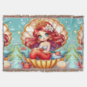 Crab Royalty in Coral Cove Drawstring Wall Clock Throw Blanket