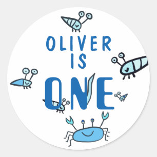 Crab Sea Animals One 1st Birthday Classic Round Sticker