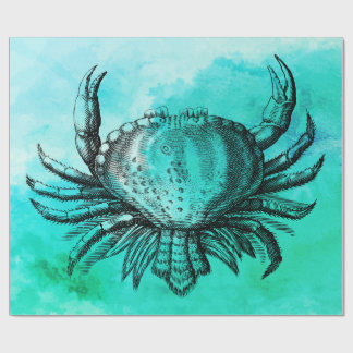 Crab (Sea Life) (Underwater) Vintage Illustration Wrapping Paper