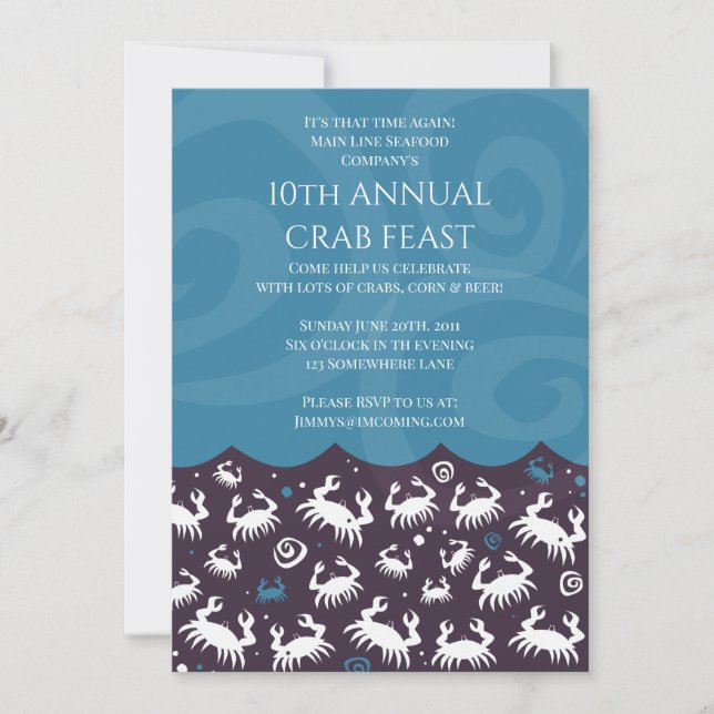 CRAB Seafood FEST FEAST Annual VIP Dinner Party Invitation (Front)
