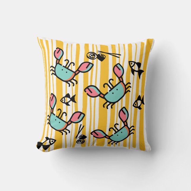 Crab Seafood Fish Pattern  Cushion (Front)
