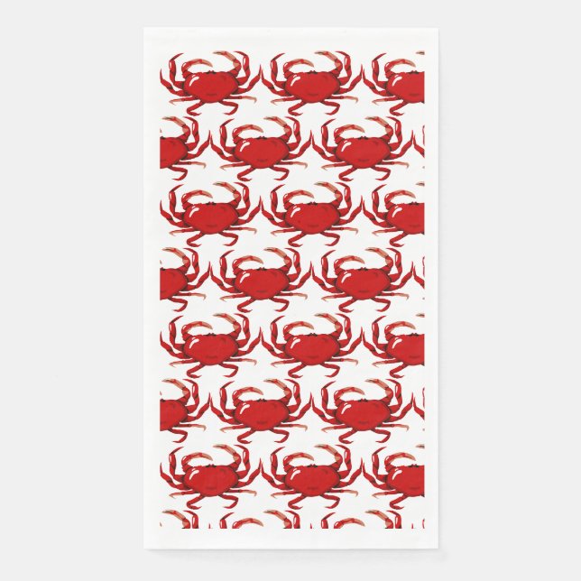 Crab Seafood Red Paper Towel Napkin (Front)