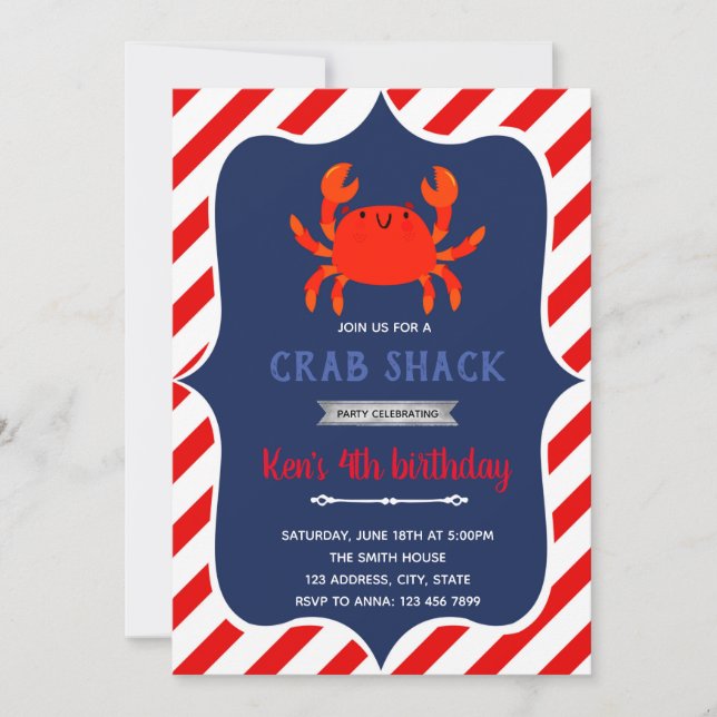 Crab shack birthday party Invitation (Front)