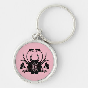 Crab-shaped cherry blossom key ring