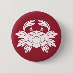 Crab-shaped peony 6 cm round badge