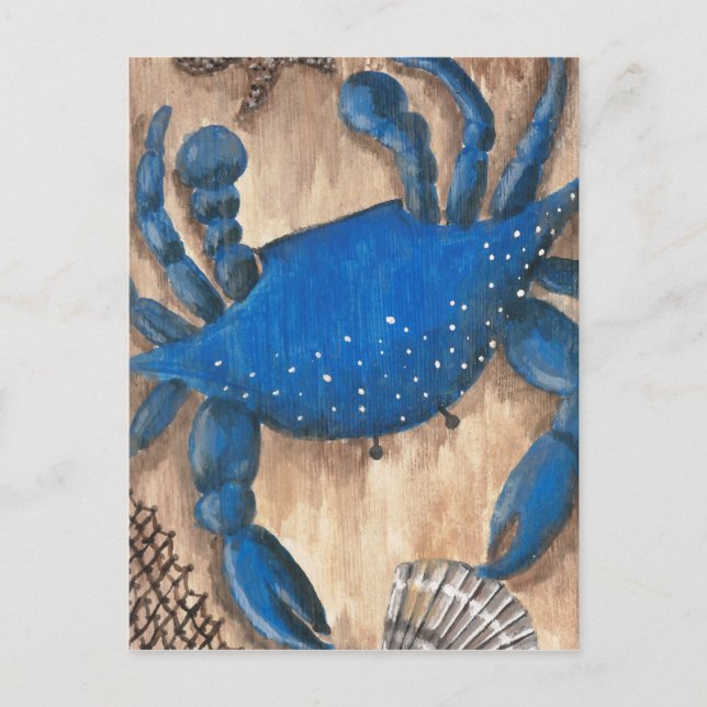 Crab, Shell and Net Postcard (Front)