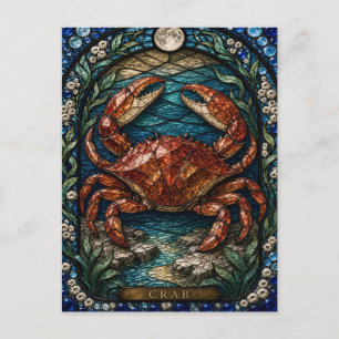 Crab, Tide Stone Stained Glass Postcard