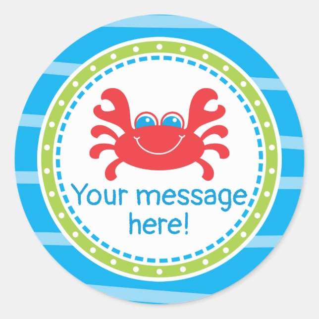 Crab Under the Sea Birthday Classic Round Sticker (Front)