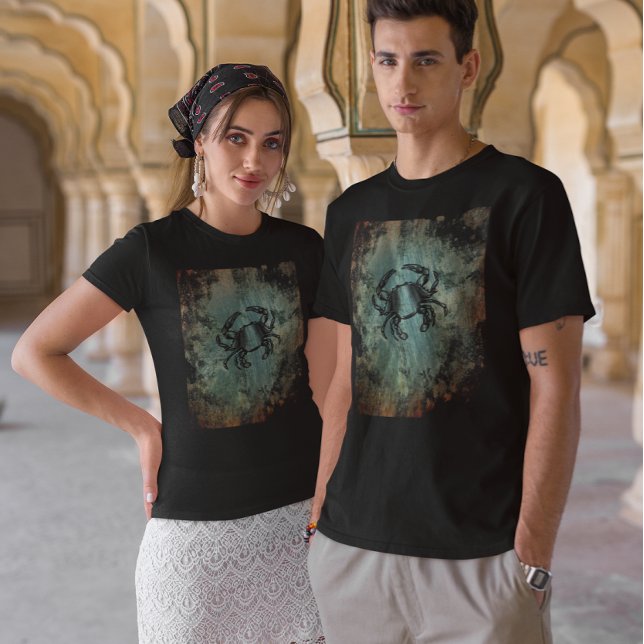 Crab Vintage Art Rusted Teal Stone T-Shirt (Creator Uploaded)