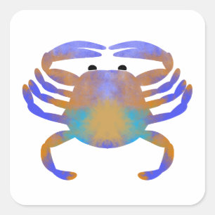 crab watercolor square sticker