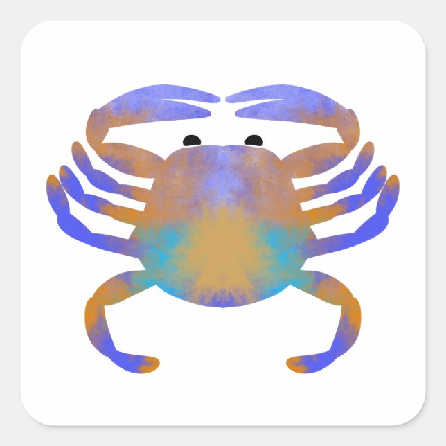 crab watercolor square sticker (Front)