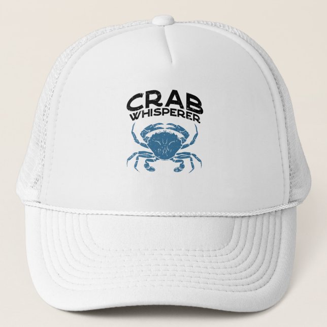Crab Whisperer Vintage Crabbing Trucker Hat (Front)
