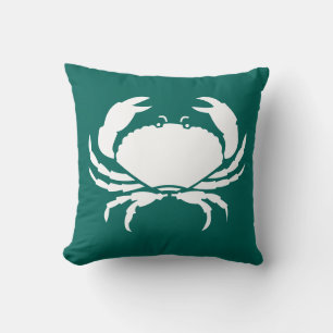 CRAB WHITE onl blue pillow