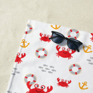 Crab with Lifebuoy Beach Towel