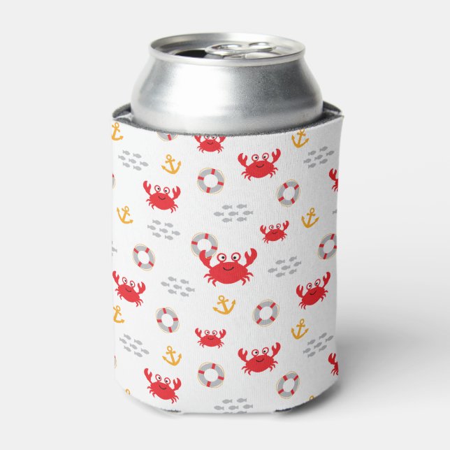 Crab with Lifebuoy Can Cooler (Can Front)
