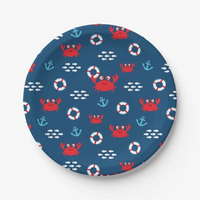 Crab with Lifebuoy Paper Plate (Front)