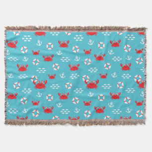 Crab with Lifebuoy Throw Blanket