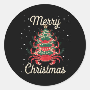 Crab Xmas Tree Crab Christmas Tree  Classic Round Sticker