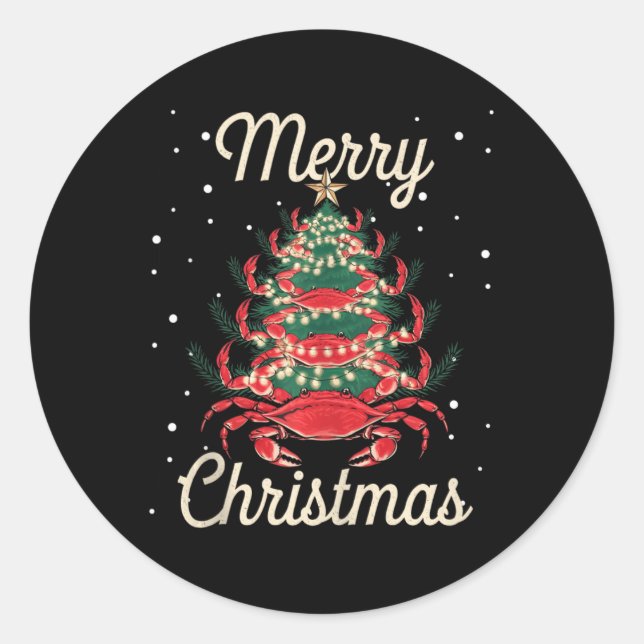 Crab Xmas Tree Crab Christmas Tree  Classic Round Sticker (Front)