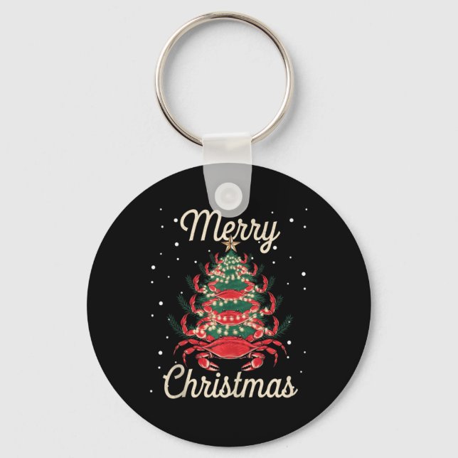 Crab Xmas Tree Crab Christmas Tree  Key Ring (Front)
