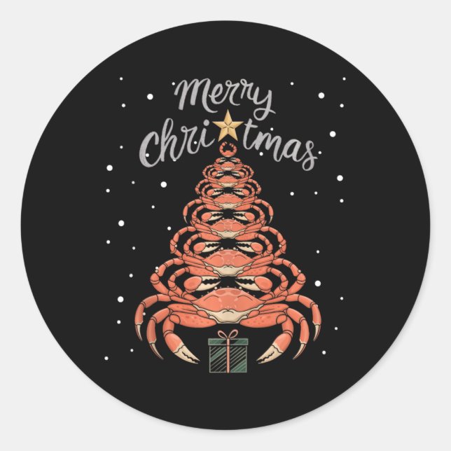 Crab Xmas Tree Crab Christmas Tree Tank Top1  Classic Round Sticker (Front)
