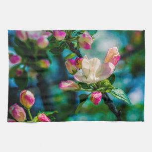 Crabapple flower and buds tea towel