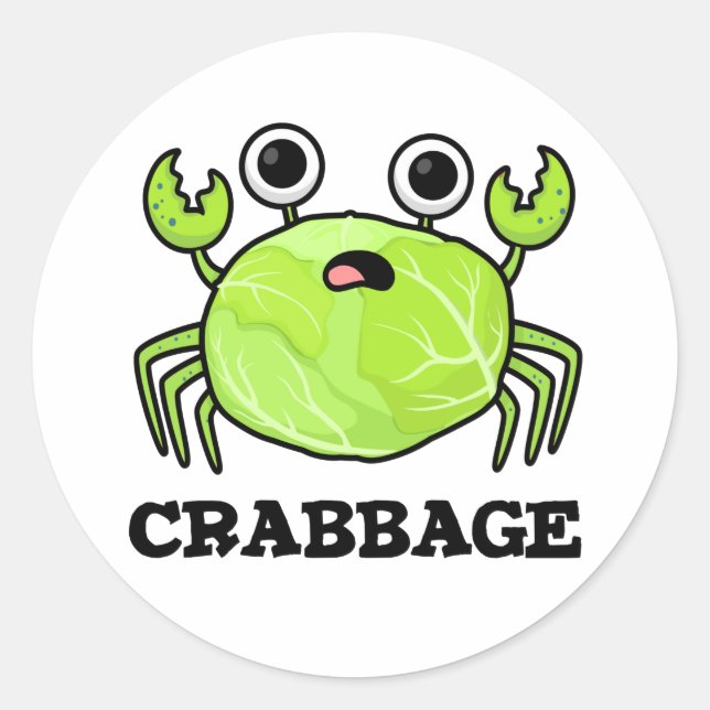 Crabbage Funny Cabbage Crab Pun Classic Round Sticker (Front)