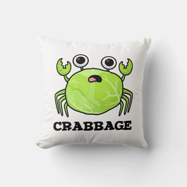 Crabbage Funny Cabbage Crab Pun Cushion (Front)