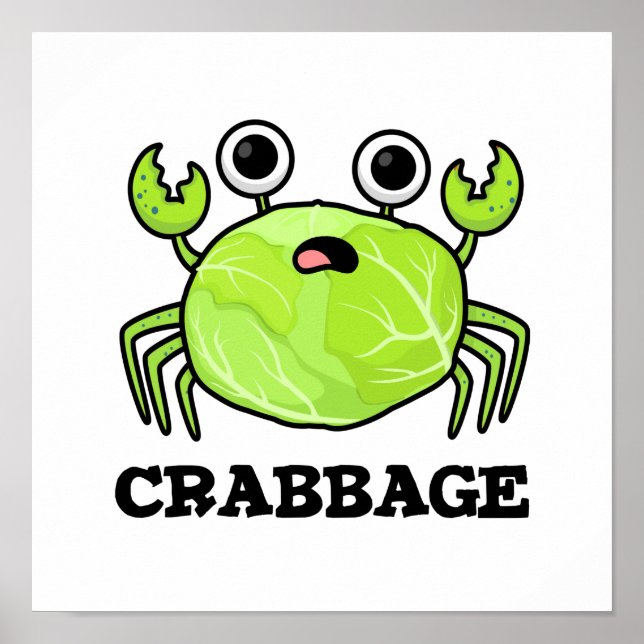 Crabbage Funny Cabbage Crab Pun Poster (Front)