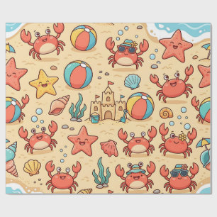 Crabby Beach Starfish Wrapping Paper