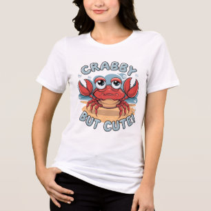 Crabby but Cute – Funny Kawaii Crab Design Tri-Blend Shirt