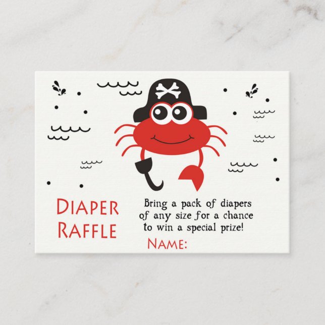Crabe pirate Diaper Raffle Tickets (Front)