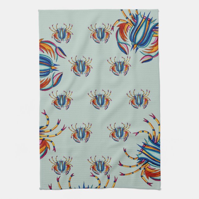 Crabs Eating Crabs Tea Towel (Vertical)