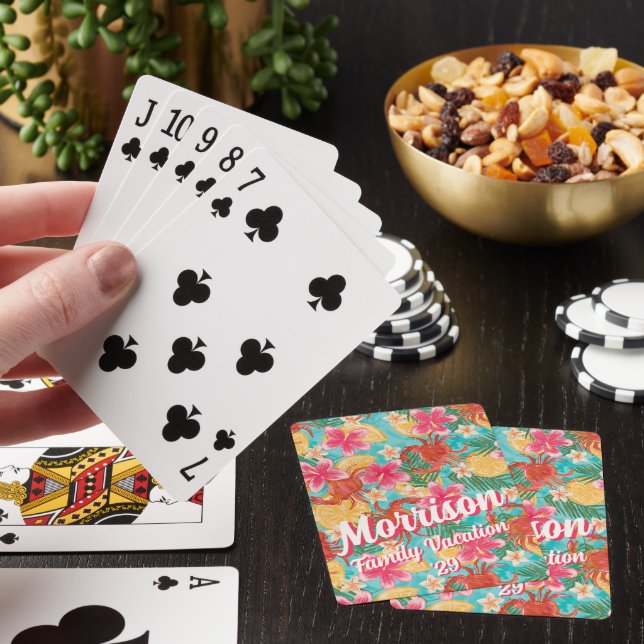 Crabs Hibiscus Tropical Pattern Family Vacation Playing Cards (In Situ)