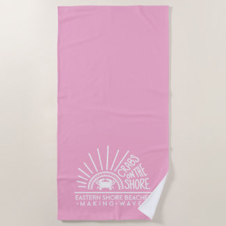 Crabs on the Shore Pink Beach Towel