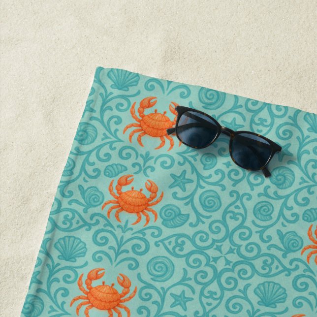 Crabs Ornamental Symphony Beach Towel (In Situ)