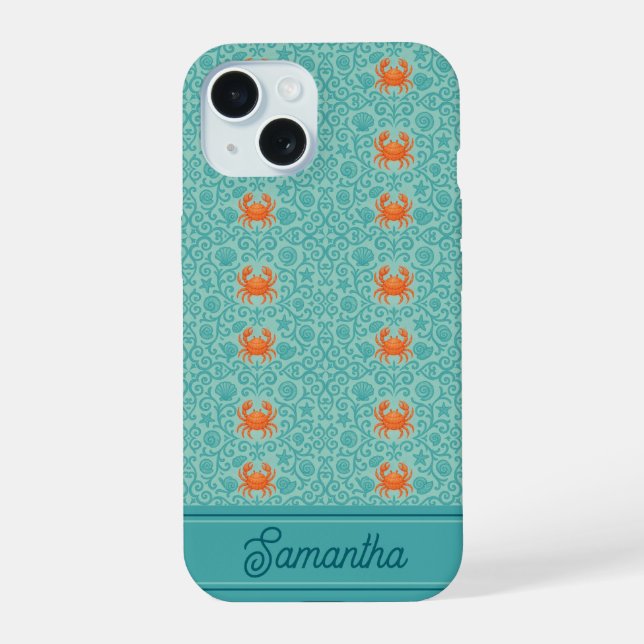 Crabs Ornamental Symphony Personalised iPhone 15 Case (Back)