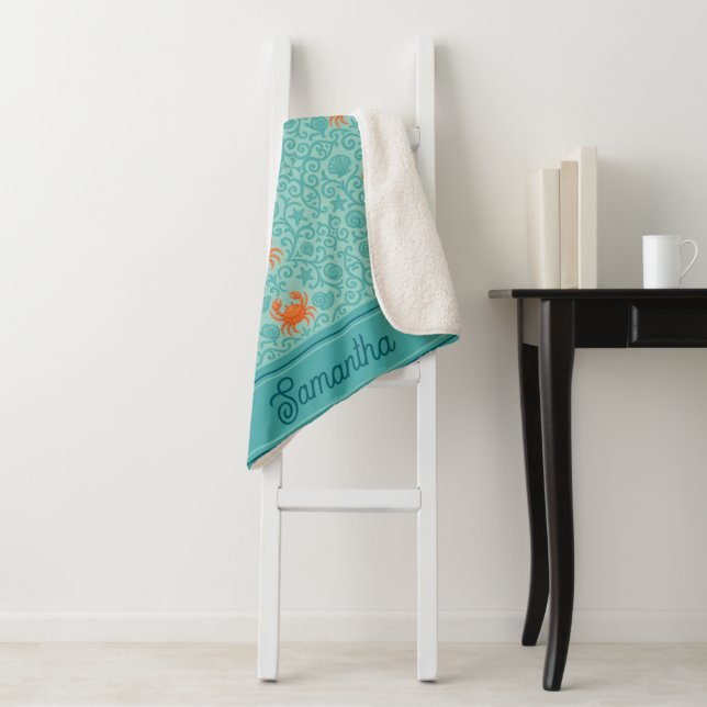 Crabs Ornamental Symphony Personalised Sherpa Blanket (In Situ)