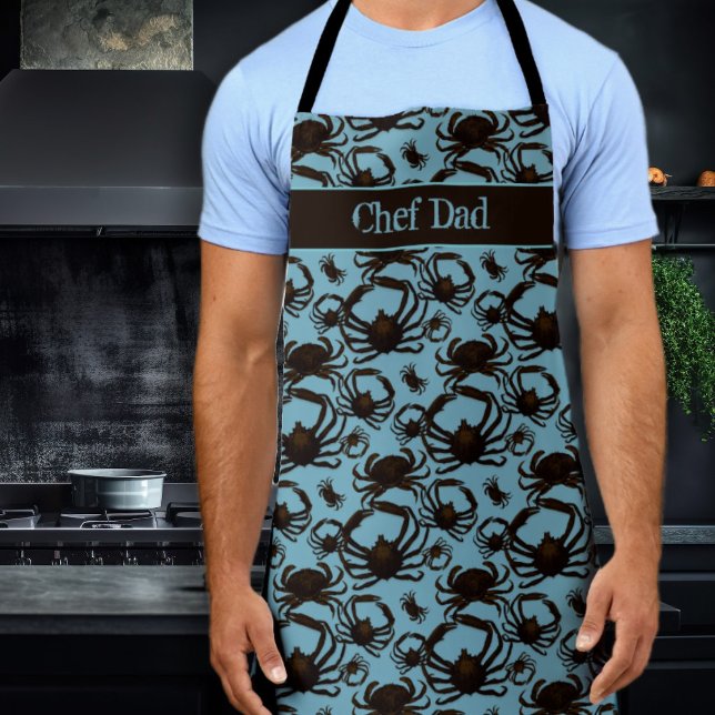 Crabs Pattern Blue Chef Gift For Him Apron (Creator Uploaded)