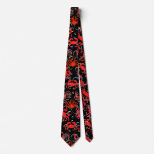 Crabs Patternx4 Black BG Tie